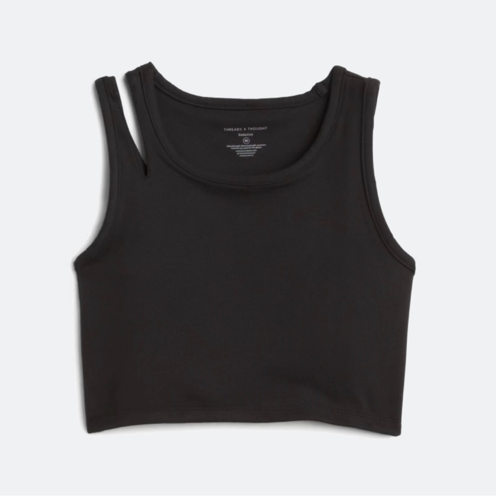Threads 4 Thought Girls’ Cutout Strap Crop Top - Black - Size 14 Girls EUC
